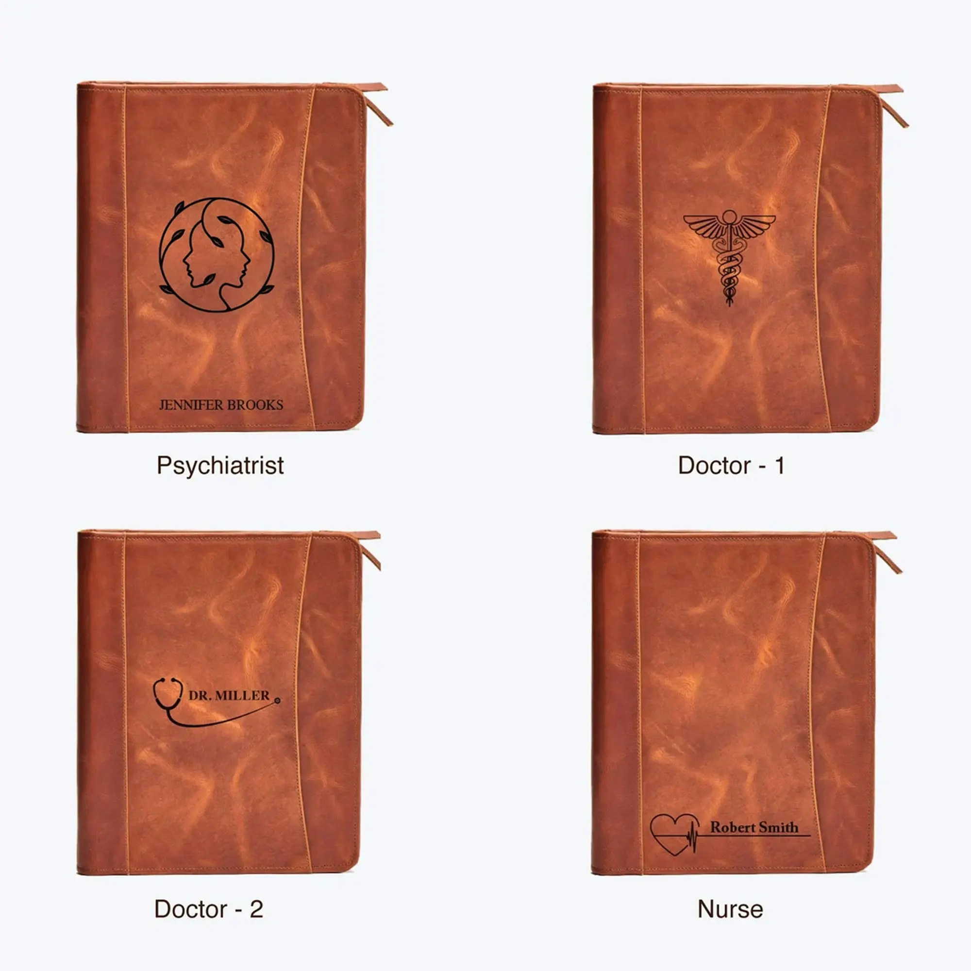 Personalized Leather Zipper Portfolio Business Company Clients Graduation Gift Promotional Tote Bags for Business & Personal Use