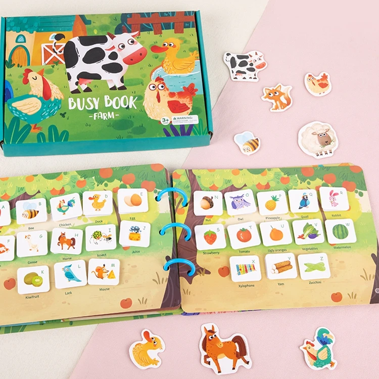 QINGTANG letters learning busy game DIY sticker puzzle quiet book for kids