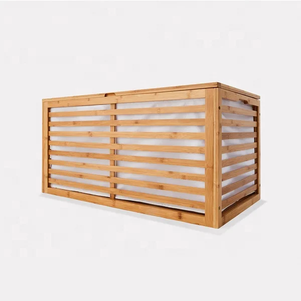 Bamboo storage trunk with removable divided liner laundry rack hamper BSCI Factory