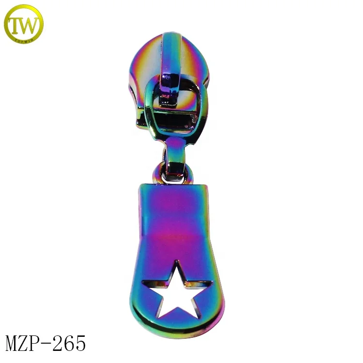 Fashion cartoon puller charms wholesale #5 nylon slider rainbow zipper pulls for handbag