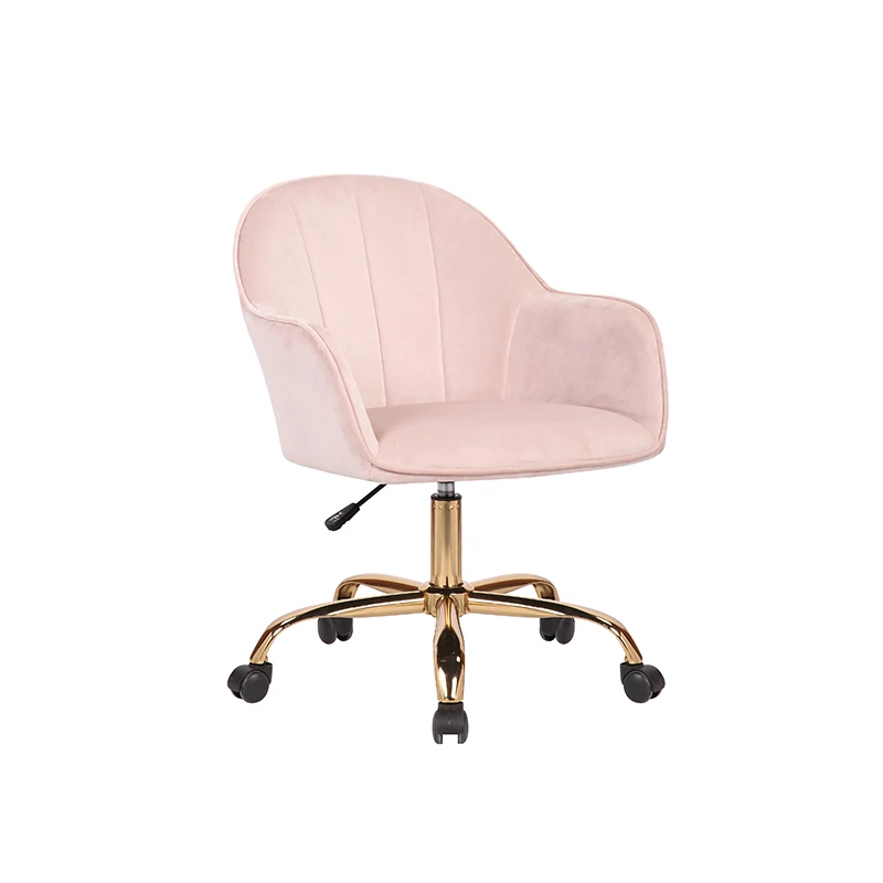 Home Office Chair With Wheel Mid Back Modern Upholstered Leisure Chairs Velvet Cushion For Living Room Bedroom Indoor Funiture