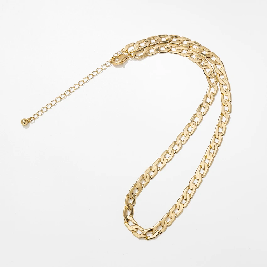 Plated Simple Cuban Link Chain Neck Necklace Brass Chain Chunky Necklace Gold for Men and Women Geometric Custom Size Acceptable