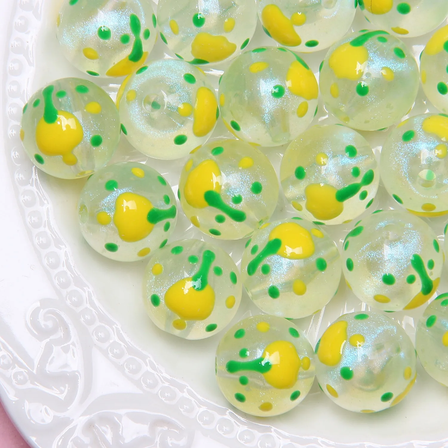 miaobei 16MM luminous starry painted beaded diy pure hand-painted beads loose DIY mobile phone chain bracelet accessor