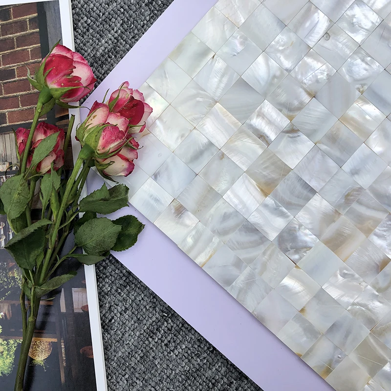 White 3d Self Adhesive Peel And Stick On Mother Of Pearl Backsplash Shell Mosaic Tile