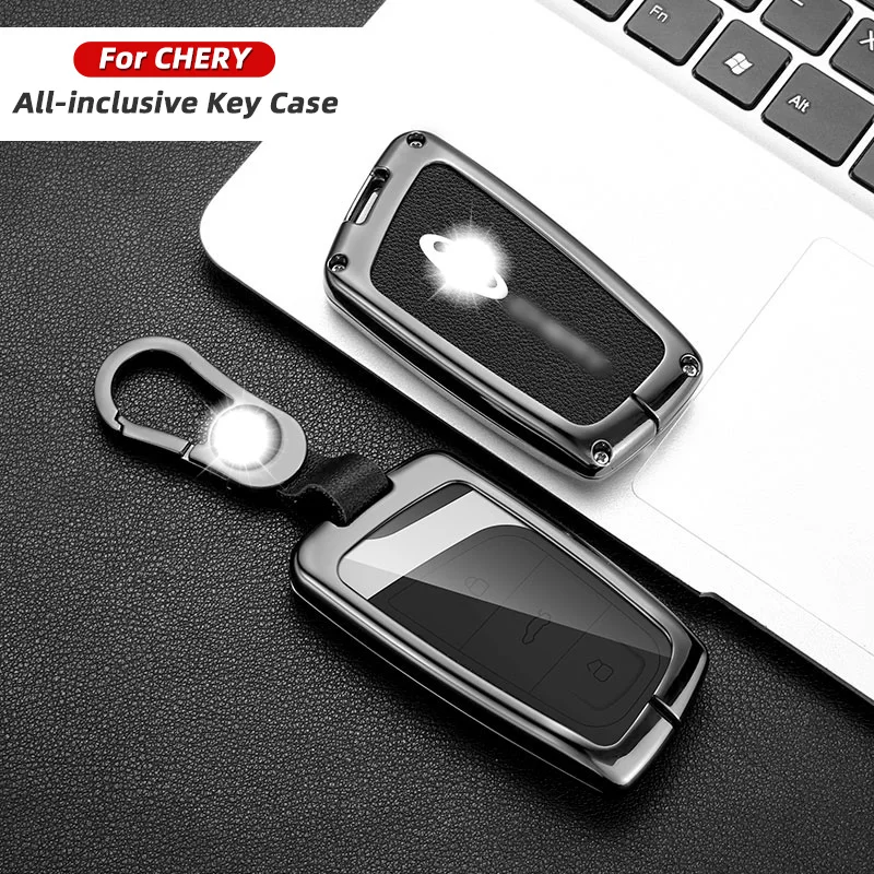 hot selling suitable for Chery car key cover 23 Ant EQ1 Arrizo E Tiggo E metal automobile key fob case leather metal bag