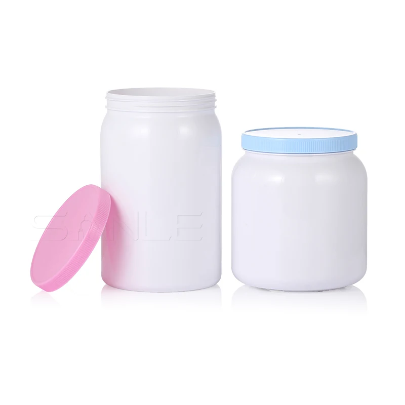 500g Pet Milk Powder Plastic Jar 1000g Food Fibre Protein Powder Round Plastic Food Container with red lid