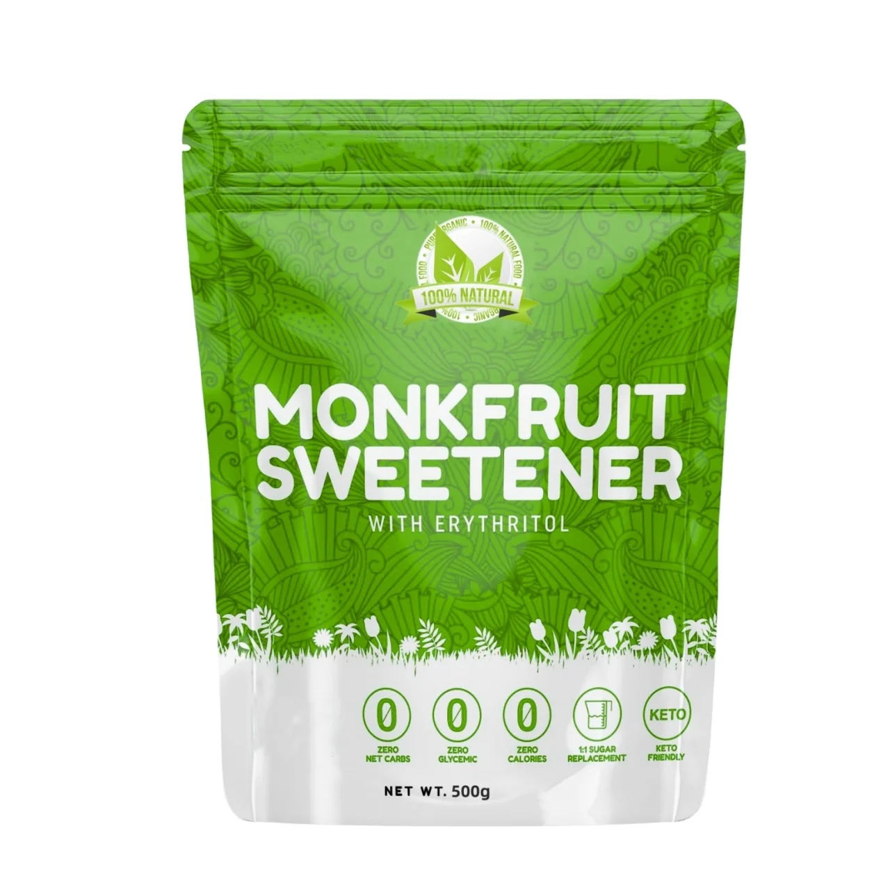Zero Calorie erythritol blend sweetener food grade non gmo monkfruit sugar substitute monkfruit sweetener packets 500g