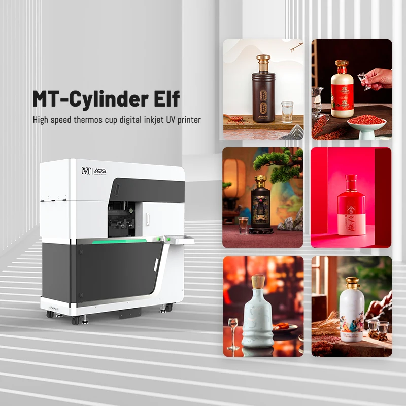 Printer Manufacturer High Speed MTuTech 360 Rotary UV Printer Printing on Water Bottle and Cylindrical Surface