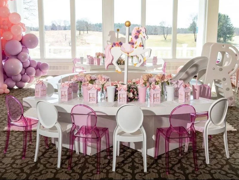 Event party dining Baby Elizabeth Polycarbonate ghost Kids Chair Transparent blue