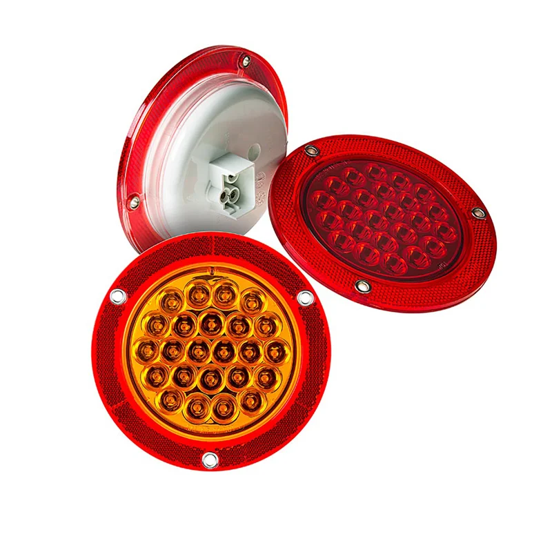  24LED 4 inch Amber/Red tail light with reflector for truck trailer
