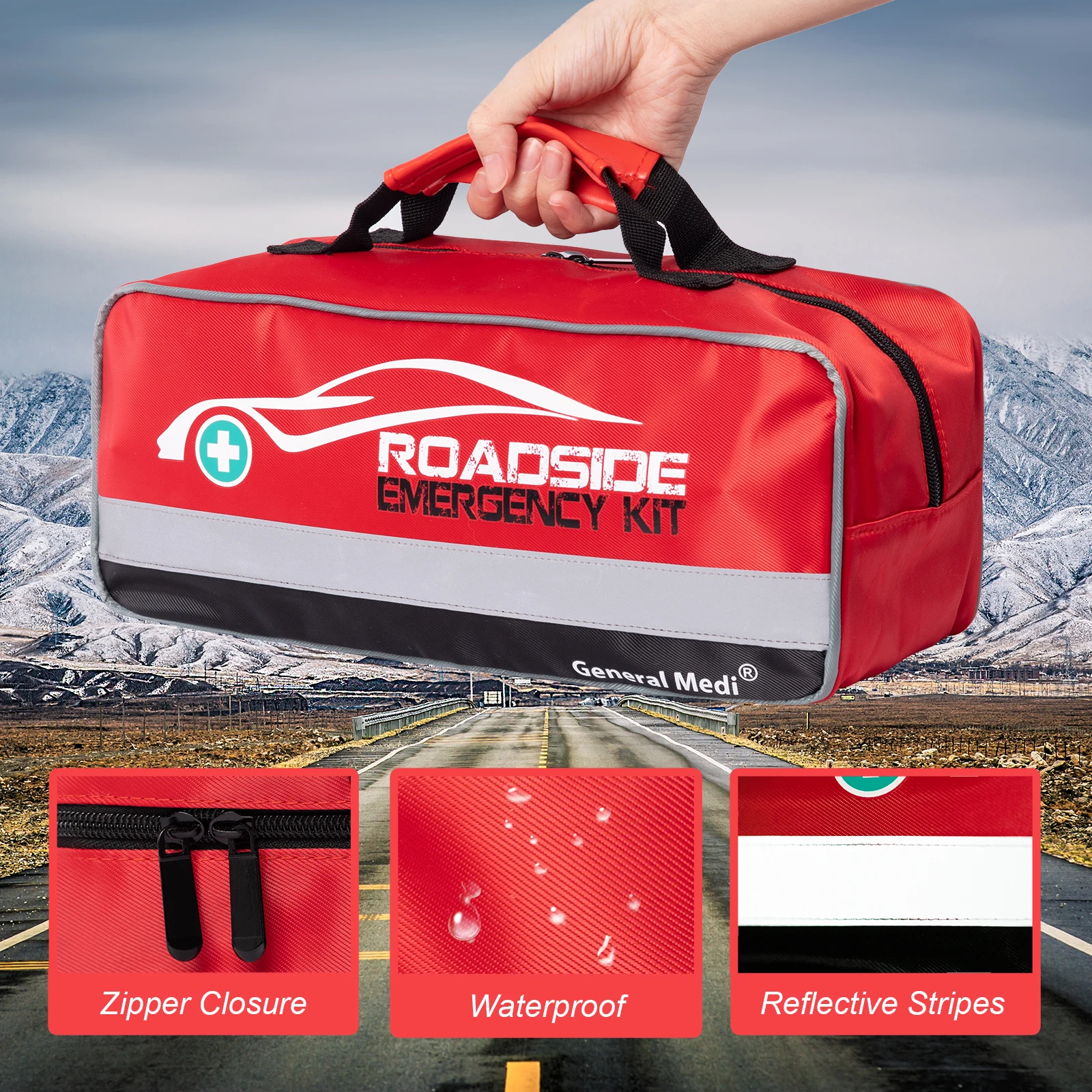 General Medi  Roadside Assistance Emergency Survival Vehicle Auto Truck First Aid Car Emergency Kit