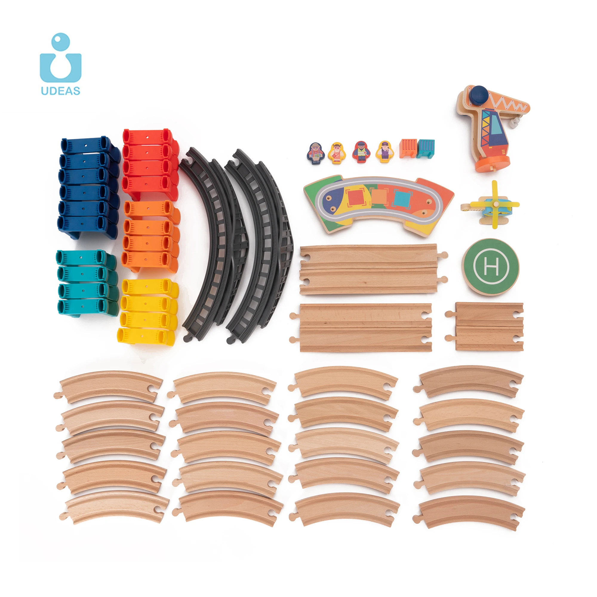 UDEAS Exercise Hand-On Ability DIY Railway Train Set Builder Wooden Big Track Toy