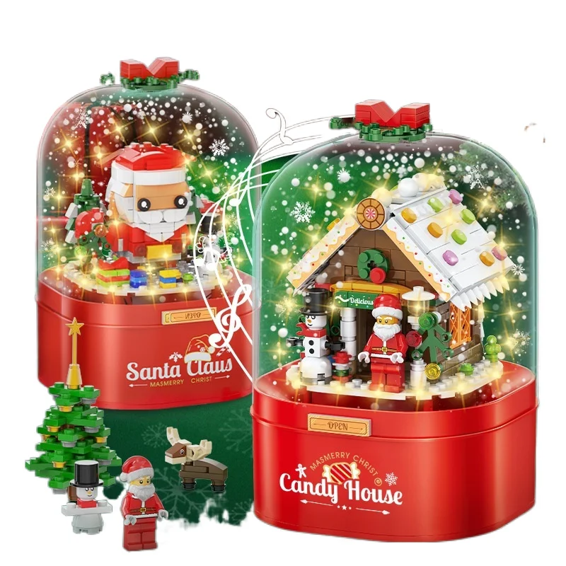 Christmas gifts building blocks toys creative building blocks children DIY building blocks music box