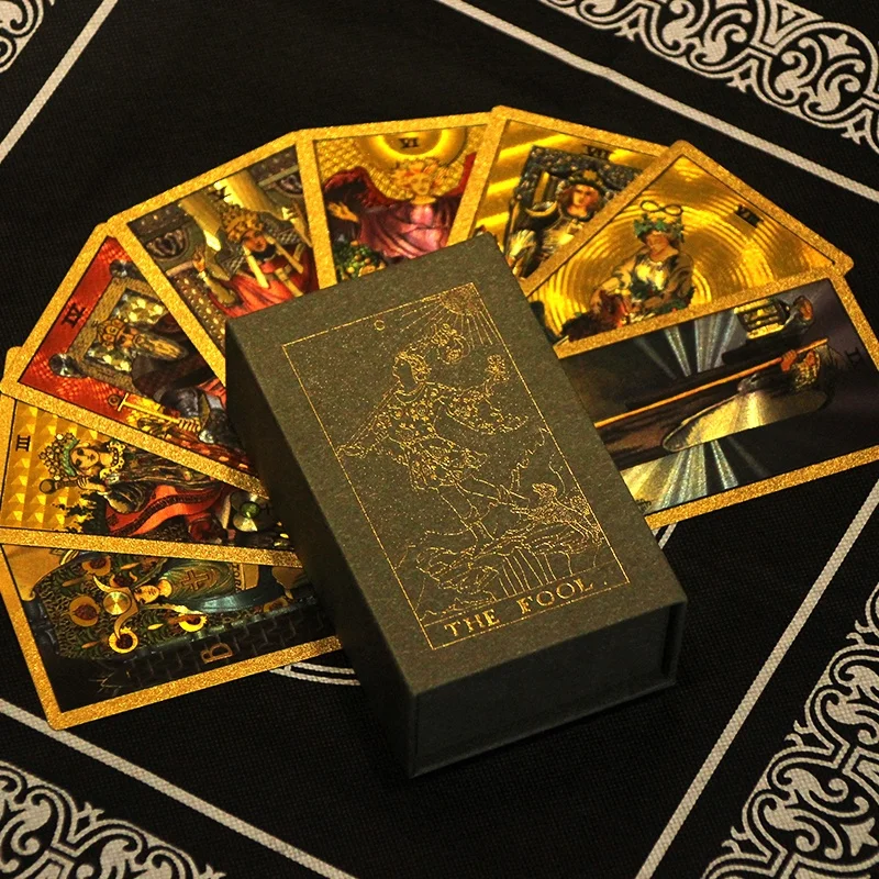 High Quality Gold Foil Tarot Decks Wholesale Custom Impression Cartes De Tarot Cards Set With Guidebook For Beginners