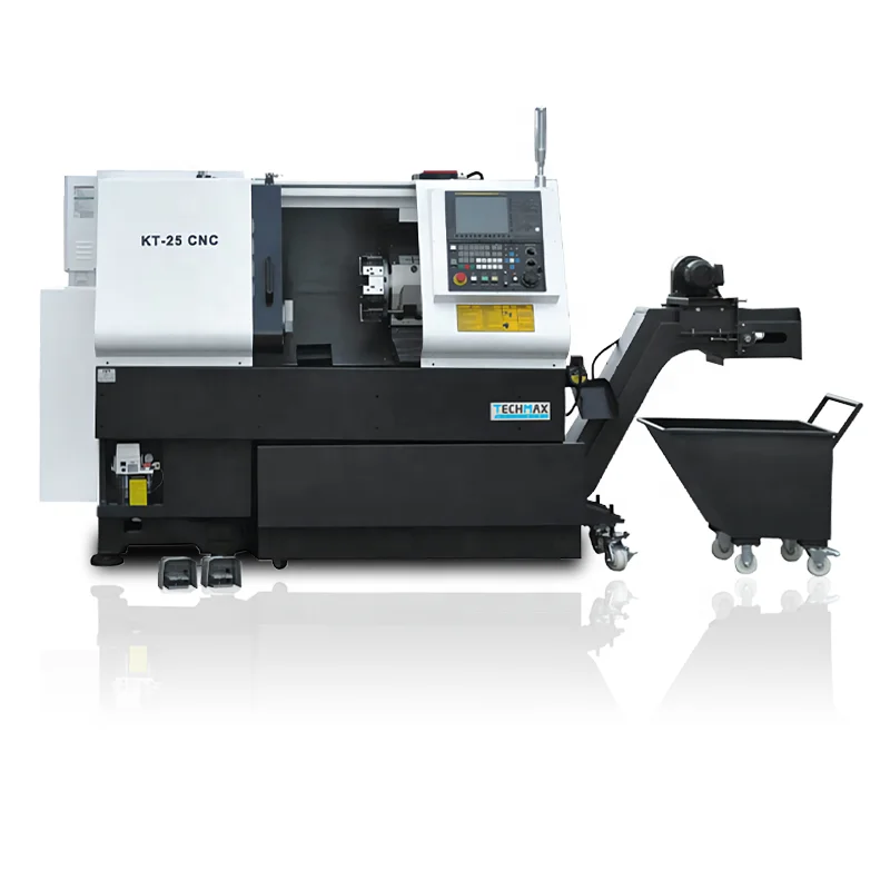 KT25 swiss type Automatic co ventional Turning Horizontal 1440 slant bed cnc lathe machine with fanuc control