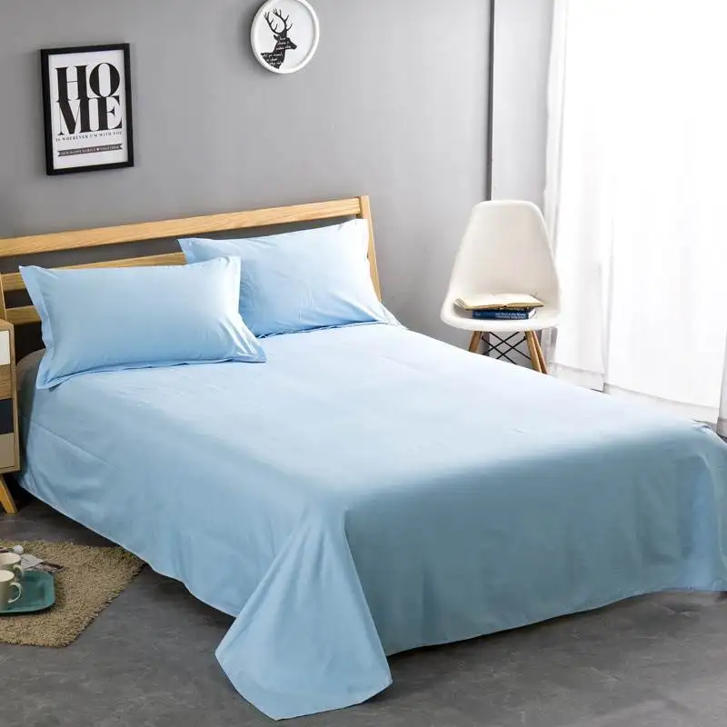 hot sale bedding set online candy flat sheet customized size and style bed sheet set with 2pc pillowcases polyester bed linen