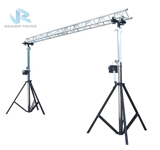 Sgaier Hot Sale Lift Lighting Tower Hanging Speakers Tower Exhibition Stand Hand Crank Stand Truss For Outdoor Performance