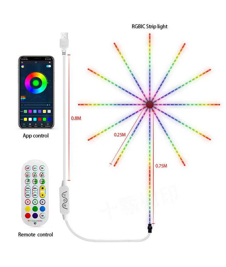 Remote&Sound Control Firework LED Strip Light decoration Music Sync Sound Running Explosion lamp for Bar Party Atmosphere