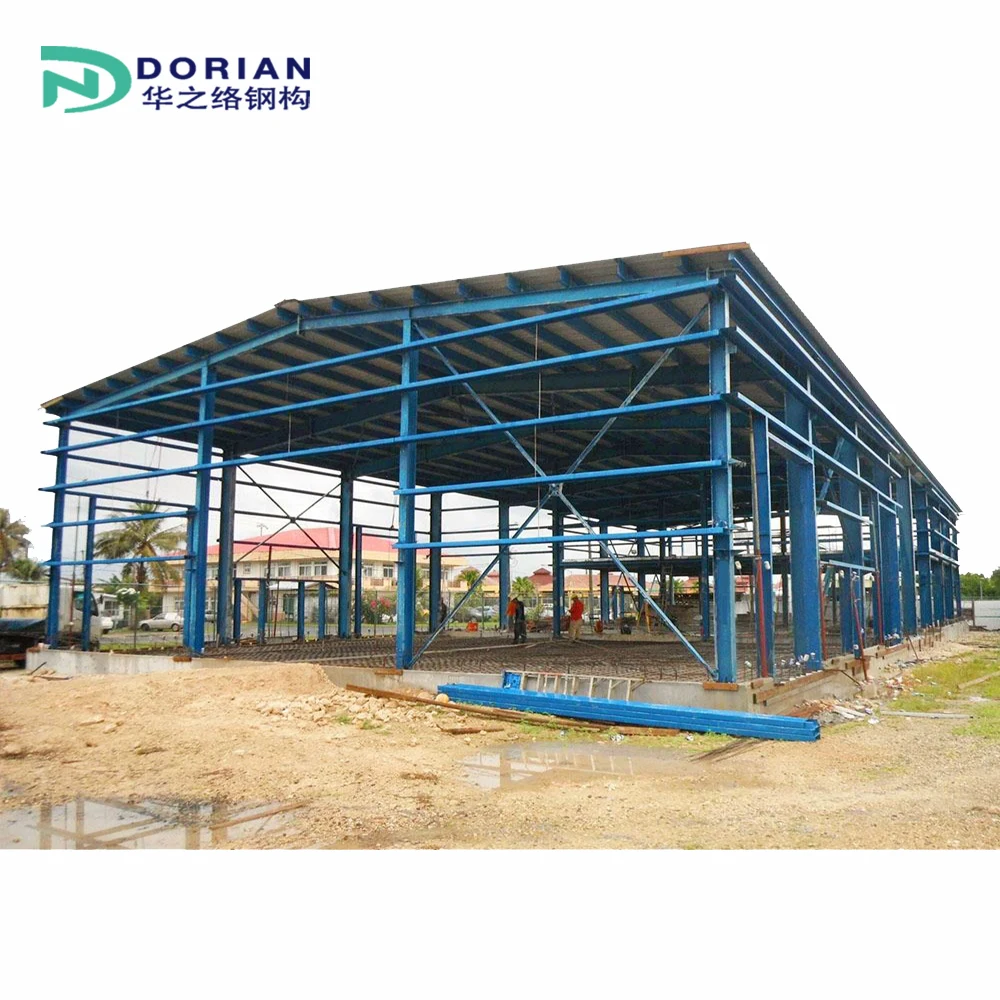 Standard Size Curved Roof Red Iron Steel Structure Beam Workshop Warehouse Shed Building For Sale