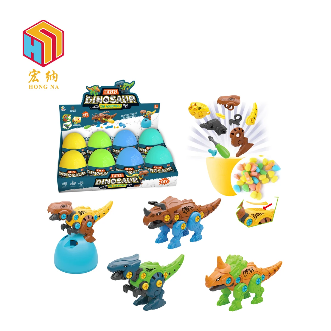 Plastic disassembly eggs toy self assembly dinosaur for kids