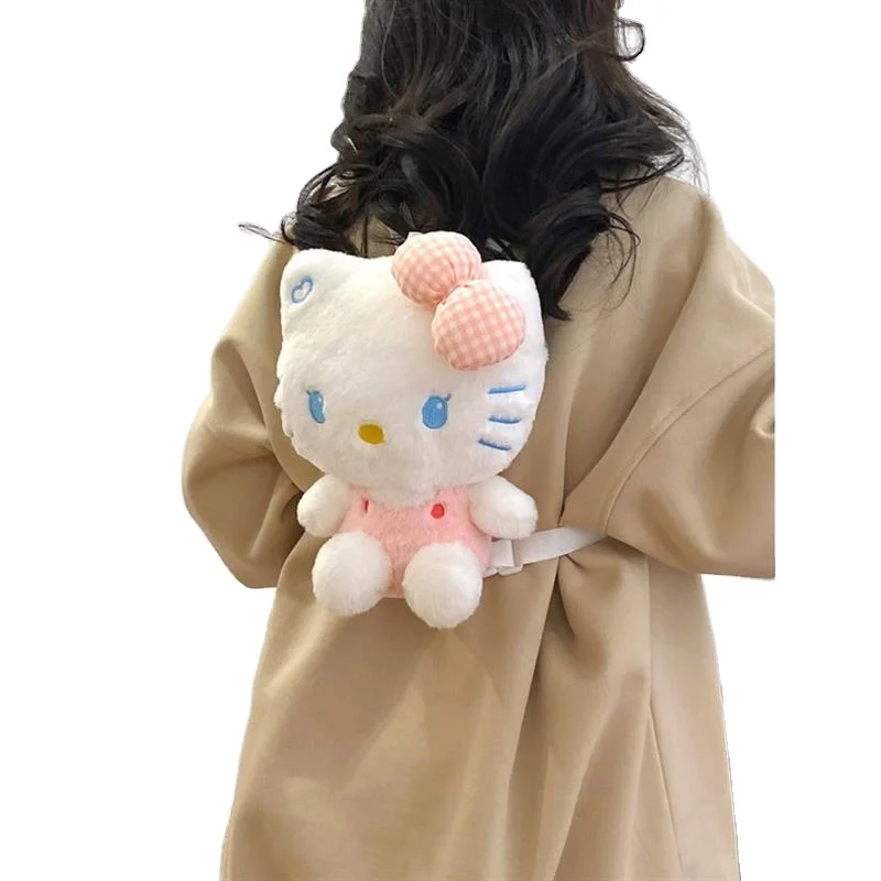 Мультфильм Kawaii Sanrioes набитый динозавр Hello Kt сумка на плечо рюкзак плюшевый Школьный Рюкзак Детские плюшевые сумки для кукол