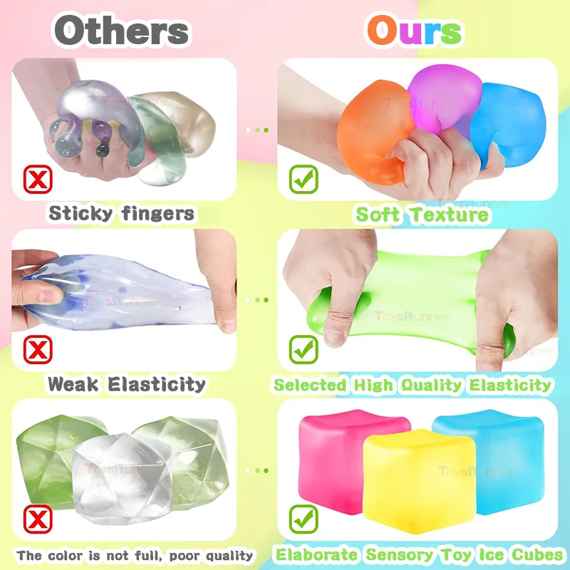2024 New Arrivals Custom Calming Sensory Squeeze Balls Wholesale Fidget Toy Kids Anxiety Stress Relief Squishy Ice Cube Toys