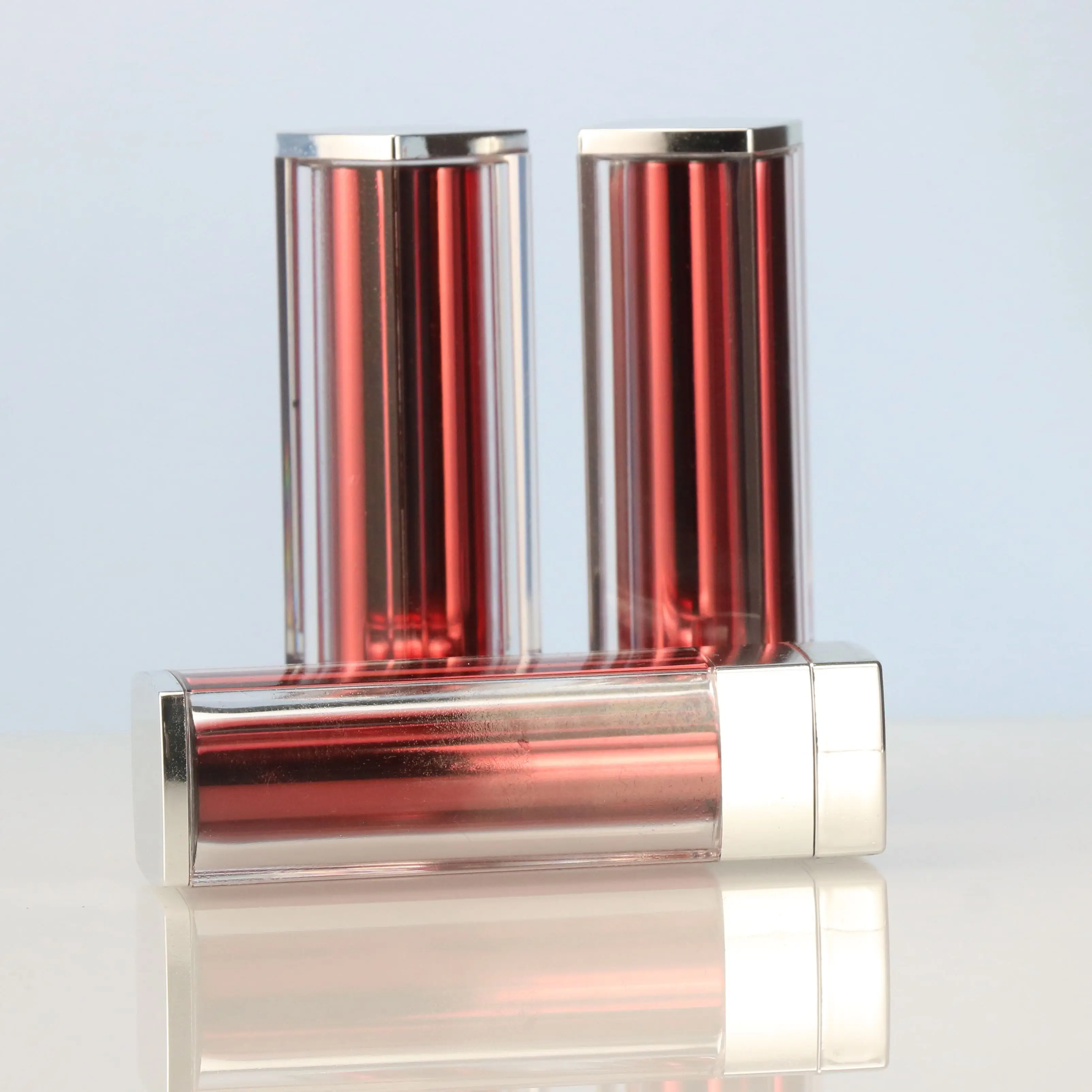 Unique Design Shiny Red Push Up Empty Round Aluminum Lipstick Tube