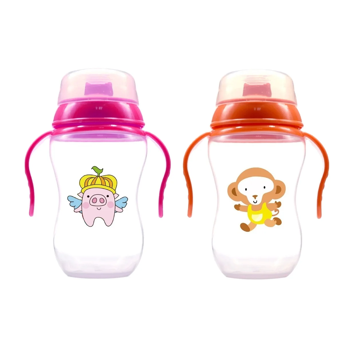 
Dongguan factory leakproof hard spout kids plastic training sippy cups children drinking bottles 