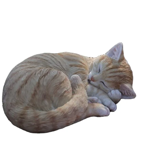 Garden Kitty Ornament Decoration Custom Crafts Sculpture Cute Sleeping Tabby Decorations Cat Home Ornaments For Cat lovers