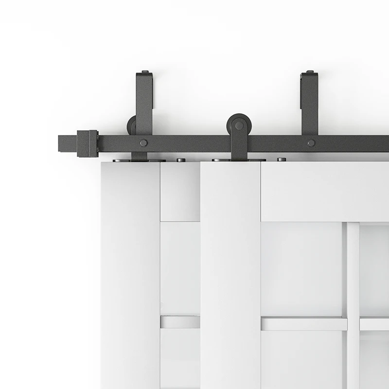 SJ2202 Versatile Single Door French Style bypass Top Mount Carbon Steel Metal Sliding Barn Door Hardware Kit Modern Design