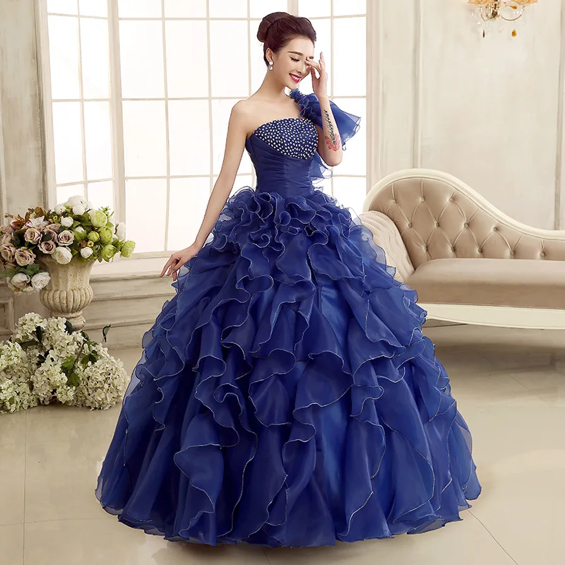 Plus Size 4 Colors Bridal Lace Organza Tutu Wedding Dress Bridal Gowns Performance Dress
