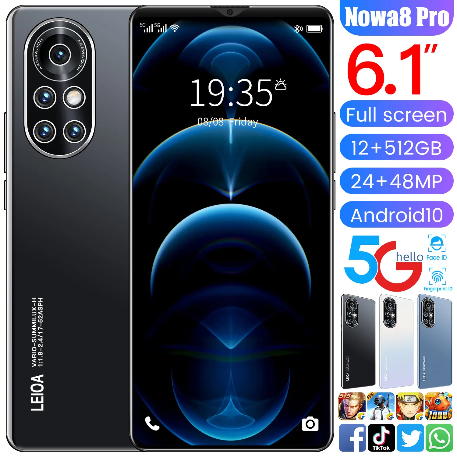 Смартфон Nova 8 Pro, глобальная версия, полный экран, низкая цена, две SIM-карты, 3G/4G/5G, китайский мобильный телефон, Android