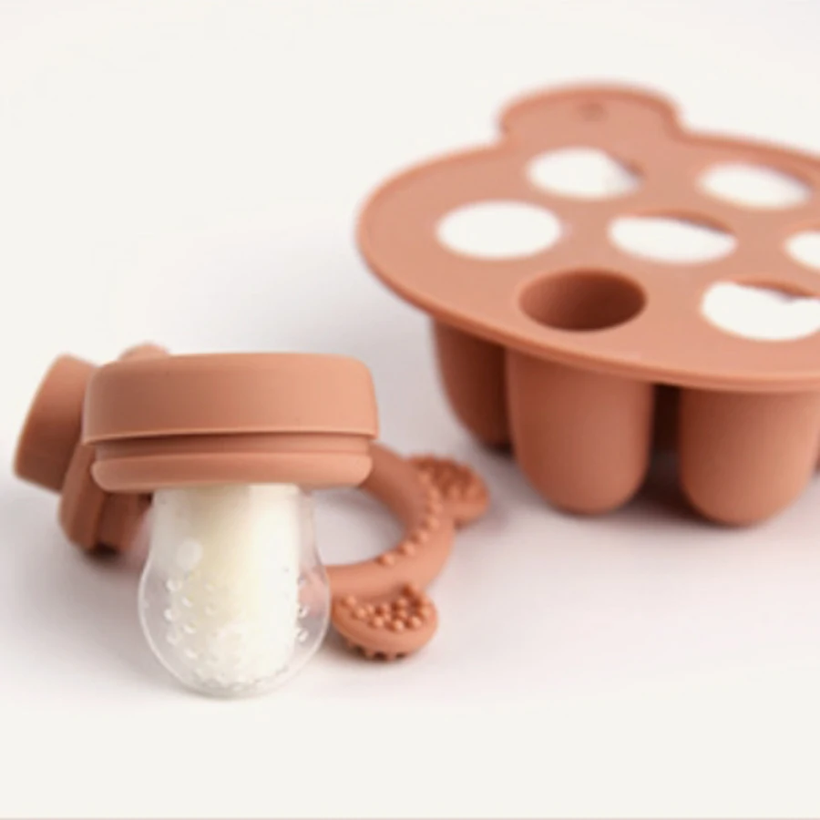 TongTu New Arrival Baby Feeding Ice Mold Tools Eco-friendly Durable Easy Release Tray 7 Cell Silicone Baby Ice Cube Tray