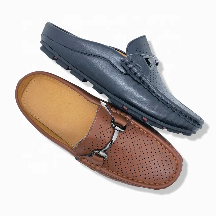 High Quality Men Dress Shoes Loafer Patent Leather Slippers Half Slippers Summer Mules Slipper for Man