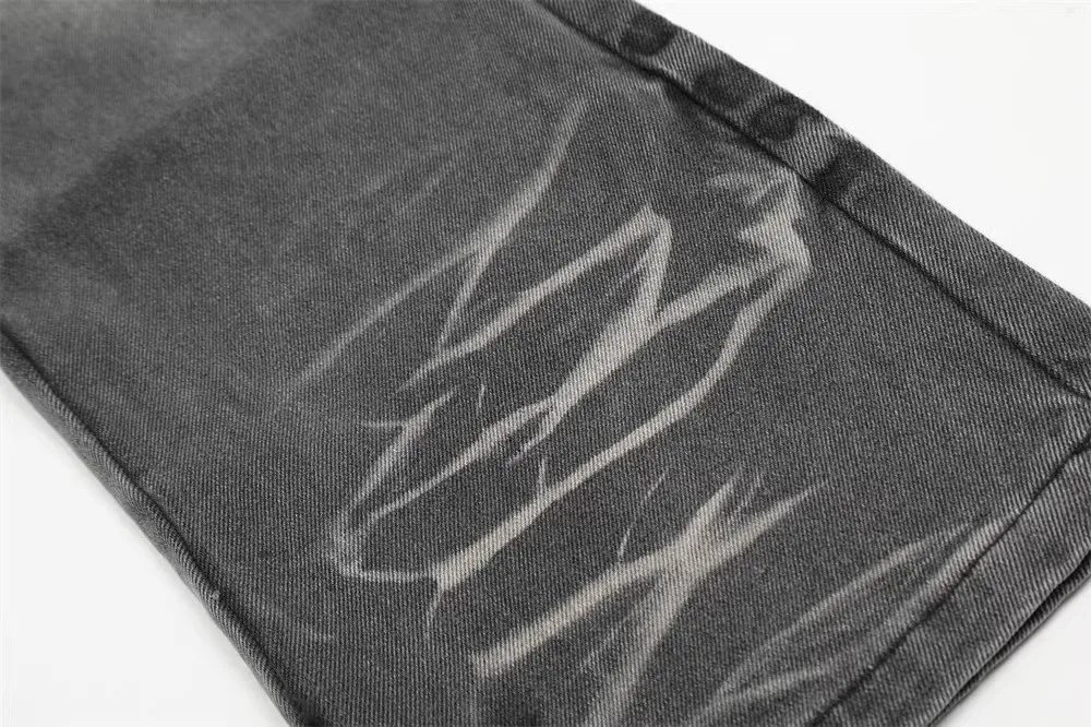 Wash Polish White Wide-Leg Baggy Jeans Workwear Tapered Jeans Trousers For Men Blue Jeans For Men