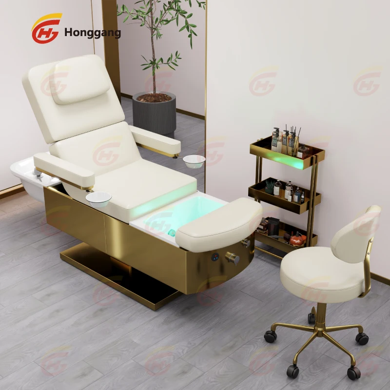 luxury thai head foot spa hair washing beauty salon therapy eyelash facial lash bed electric massage shampoo tables & beds