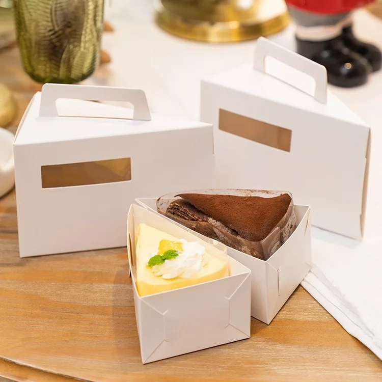 Mousse Triangle Slice Afternoon Tea Dessert Foldable Paper Packaging Sandwich Folding Cake Box