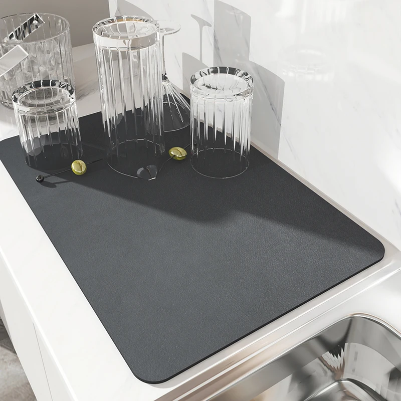 (Chakme) Magic Mat Fabric Free Standing Mat Faucets In Black Matte Color 30X50 Dish Mat