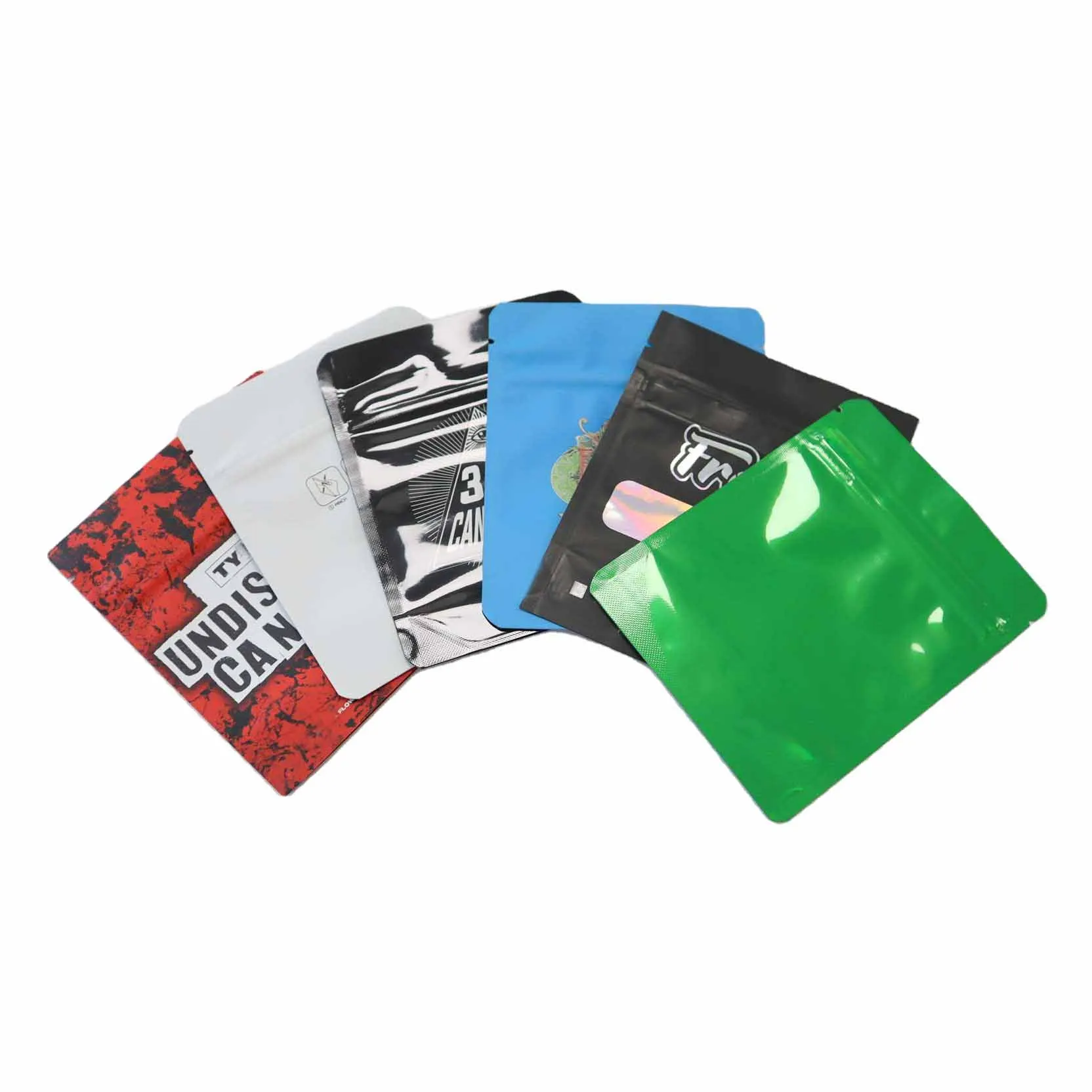 3.5g 3.5 gram 8 th 1/8th ounce Matte glossy holographic Child resistant CR child proof Top premium zipper mylar plastic bags