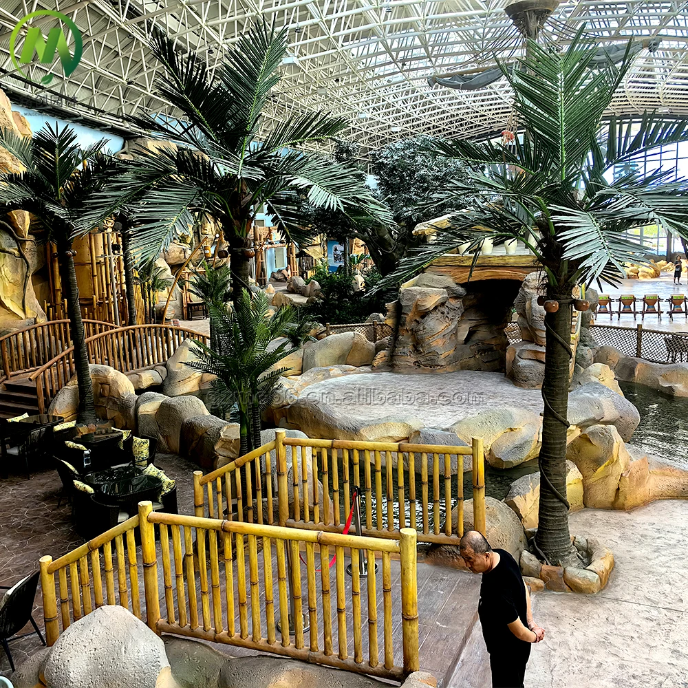 Wholesale Garden Decorative Landscape  Plastic Palm Tree Enduring Topiary Shape Bent Trunk Artificial Coconut Palm Tree