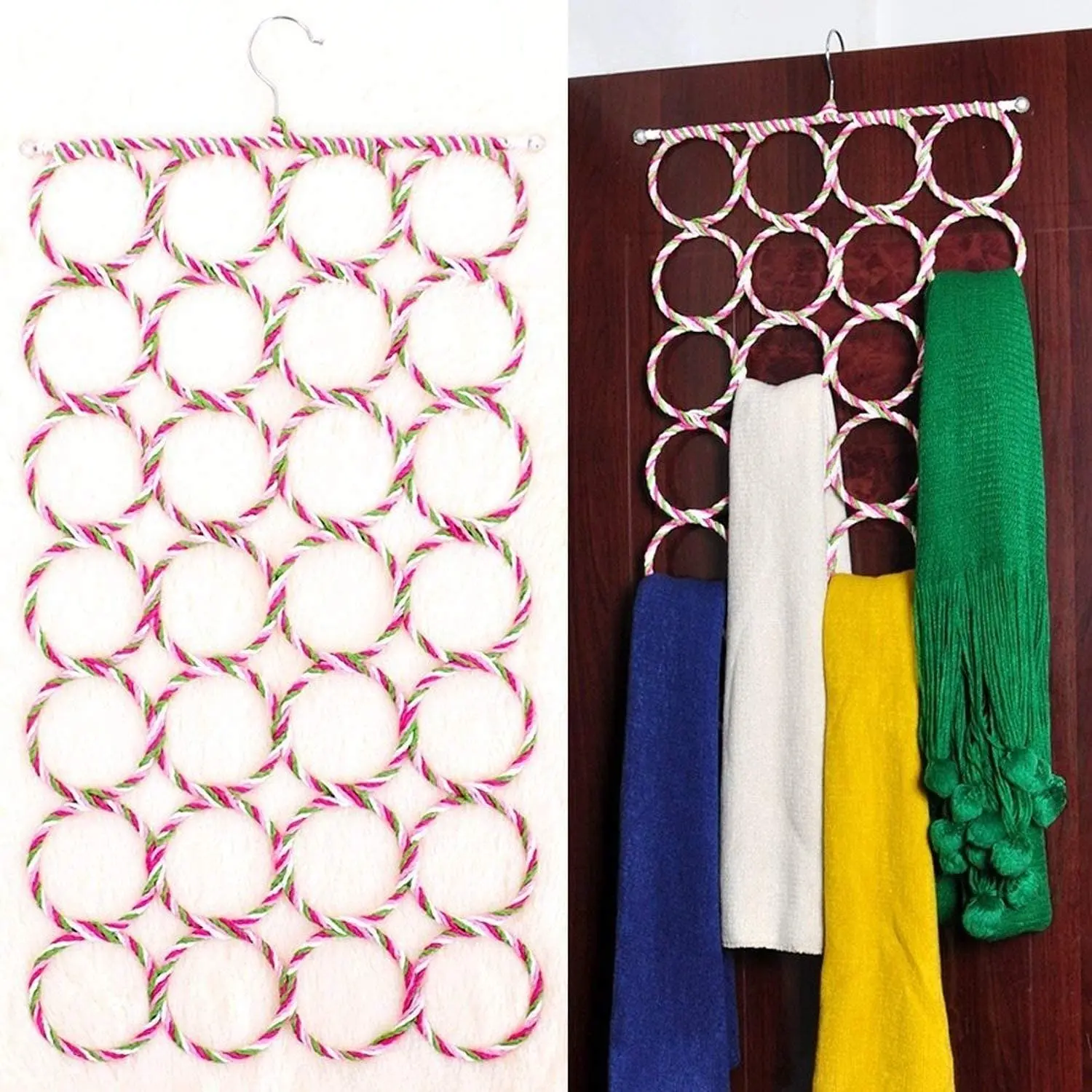 28 Holes Circular Scarf Multiple Purpose Hanger Ties Scarves Organiser Wardrobe Hanger Display Rack Storage Holder Scarf Hanger