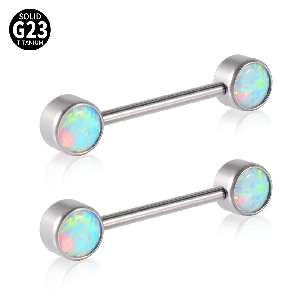 G23 Titanium Nipple Sexy Shield Bars Piercing Opal CZ Gem 14G Internally Thread Nipple Barbells Women Trendy Jewelry wholesale