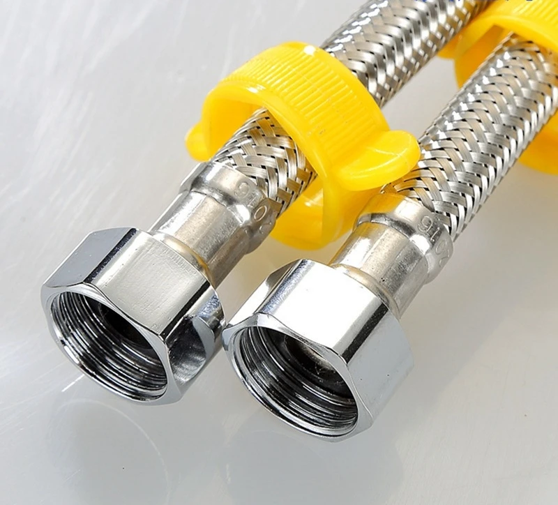 304 stainless steel braided hose water heater toilet inlet pipe single cold water faucet double-headed 1/2 metal steel wire pipe