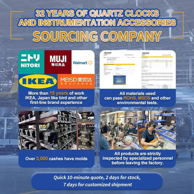 HONG QIAN Custom Wooden Wall Clocks Accessories Shontek Quartz Clock Movement Accessories Timepiece Hands Direct Deal