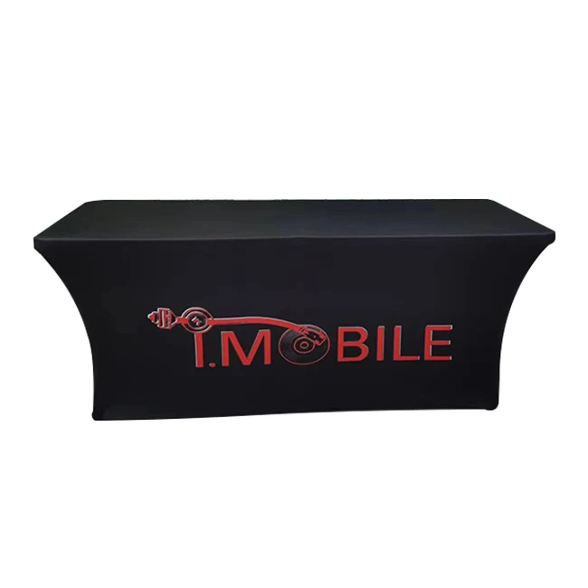 Custom logo Printing 4ft 6ft 8ft Customize Advertising Fitted Stretch Table Cloth Drape Table Cover