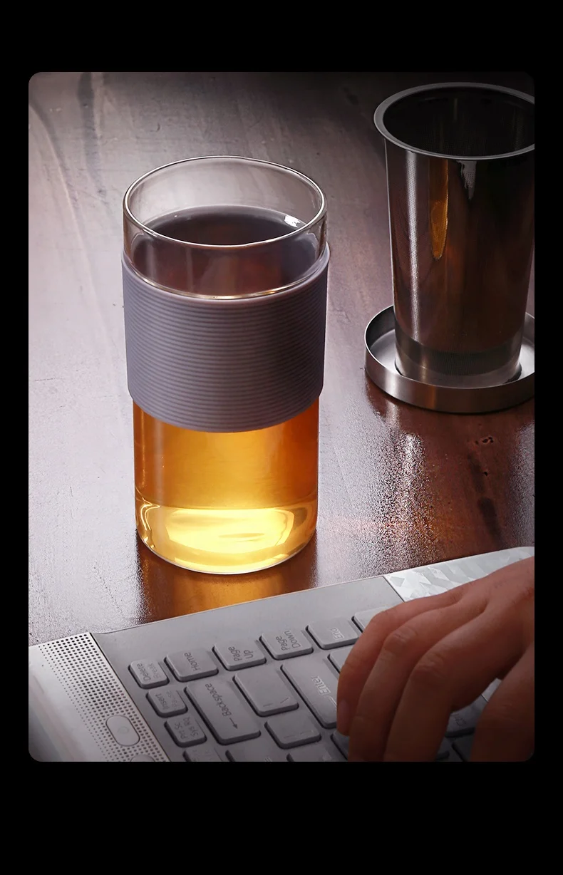2022 New design high quality home goods office personal use heat resistant glass mug glass tea infuser mug gift tea set