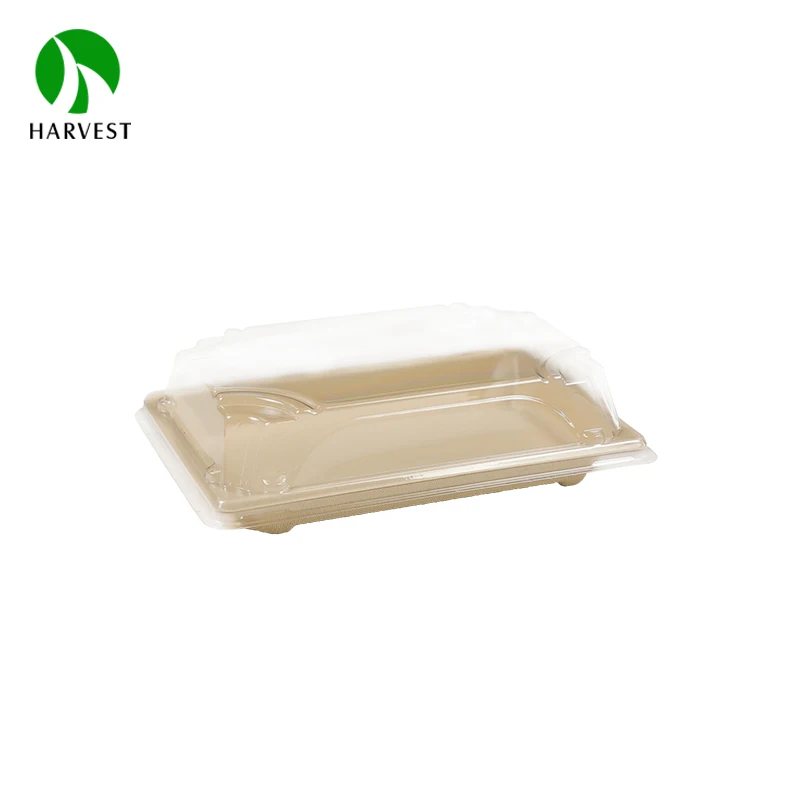 Leakproof Greaseproof Sugar Cane Bagasse Paper Unbleached Pulp Disposable Maki Box 100% Compostable Pulp Sushi Tray