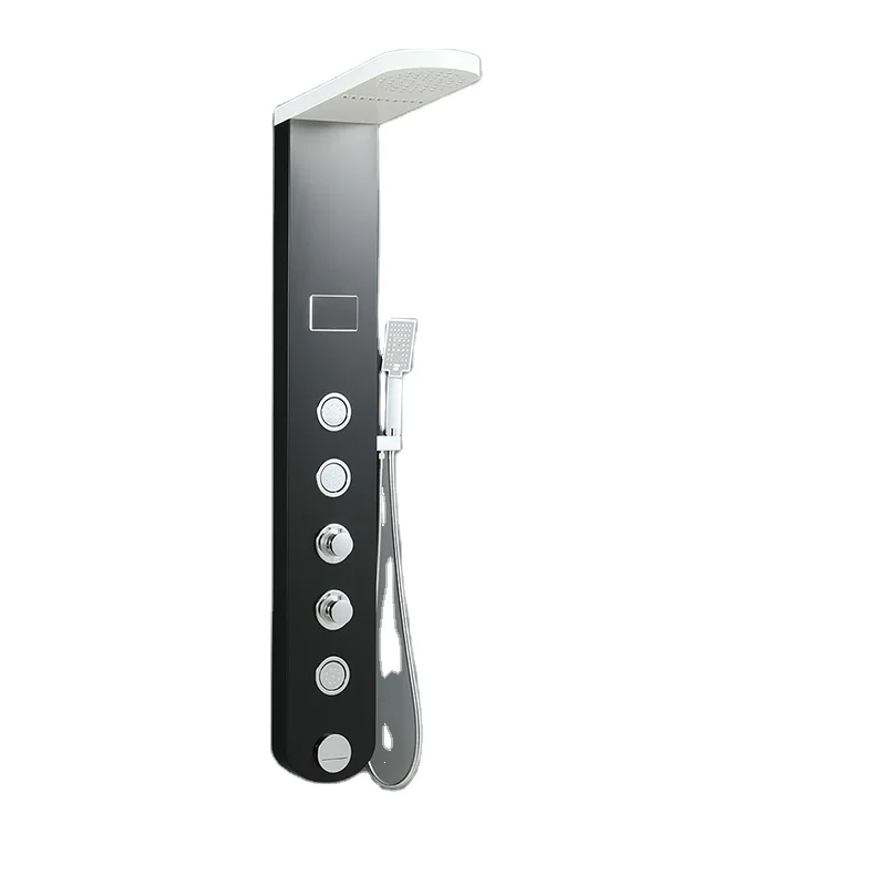ss shower panel tower black with digital display purite body shower stand for wall conduit shower panel