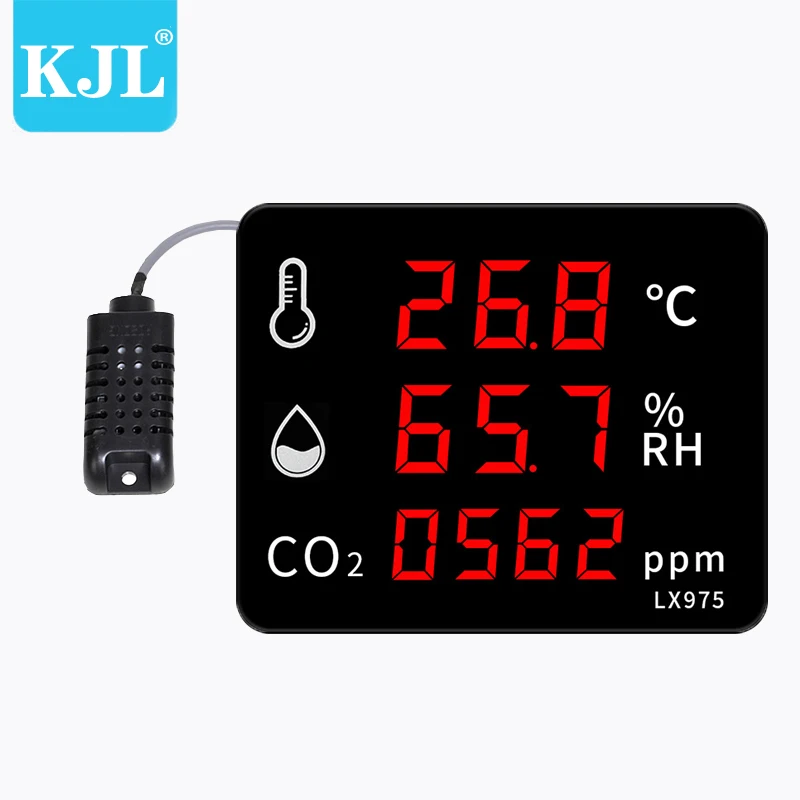 
Amazon hot selling LED digital external probe can measure CO2 concentration in the air industrial temperature and humidity meter 