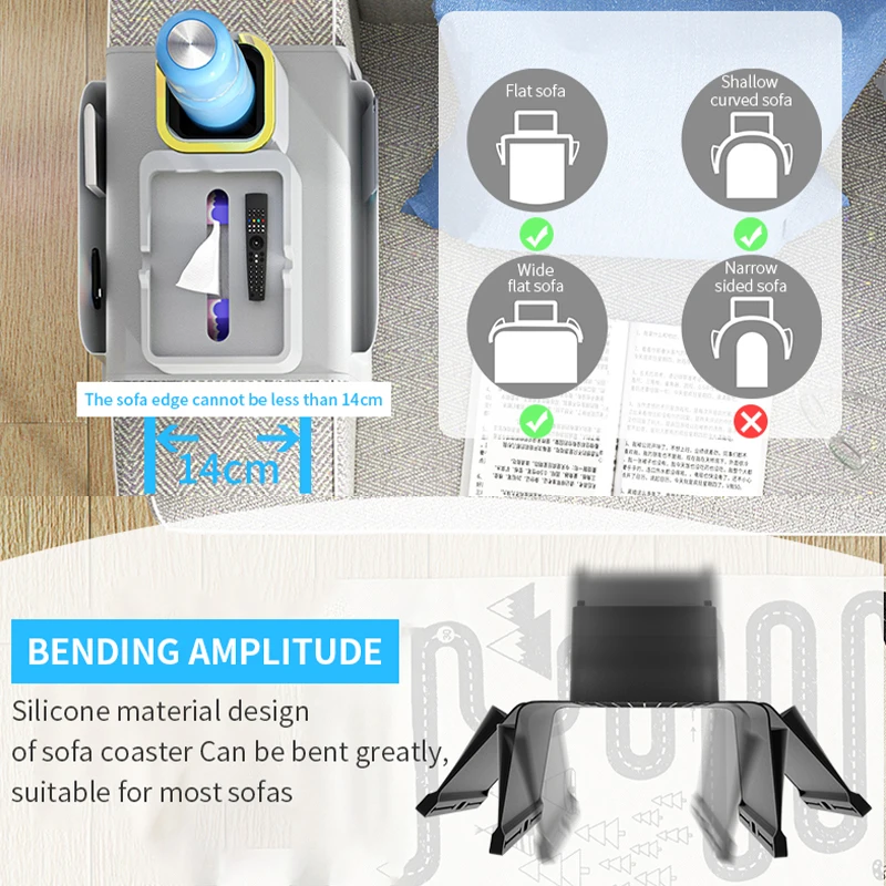 Functional Silicone Sofa Coaster Non Slip Cup Holder Soft Drink Cup Holder For Sofa Coffee Drinks Controller Cup Holder